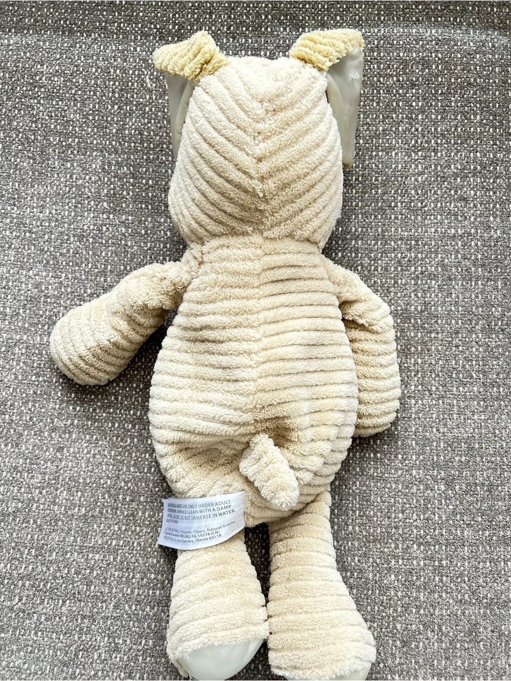 Plush Beige Corduroy Puppy Stuffed Animal - Soft Baby Toy